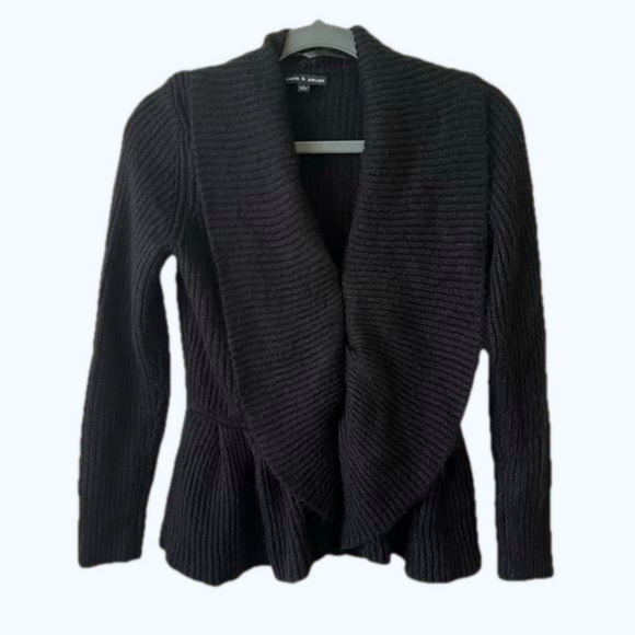 Cable & Gauge Sweaters - Cable & Gauge | Knit Peplum Cardigan Sweater - Black